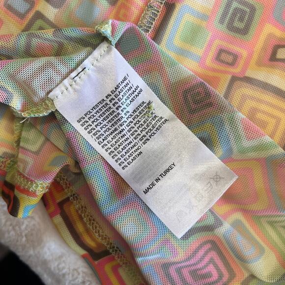 The Ragged Priest Bad Trip Mesh Shirt Dress 70s Retro Rave Festival Sheer - Picture 10 of 11